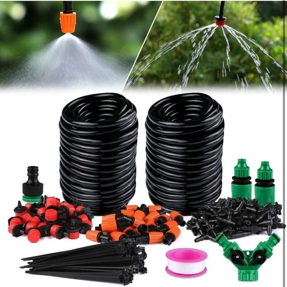 Drip Irrigation Kit System Automatic Watering Equipment Tubing Hose Garden 50ft - Picture 1 of 7